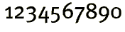 Ziffern mit Überlängen (6 und 8) und Unterlängen (3, 4, 5, 7 und 9), die 1,2, und 0 nehmen nur den Raum zwischen Grund- und Mittellinie ein.